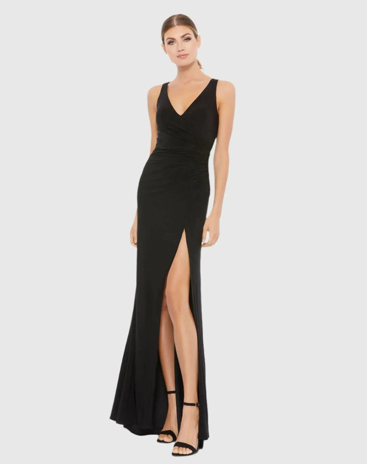 Mac Duggal 26513 Faux Wrap Sleeveless V Neck Gown