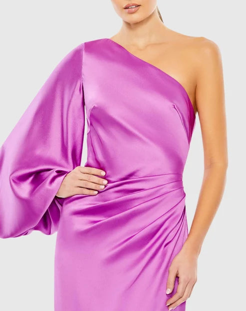 Mac Duggal 26588 Satin Puff Sleeve Gown
