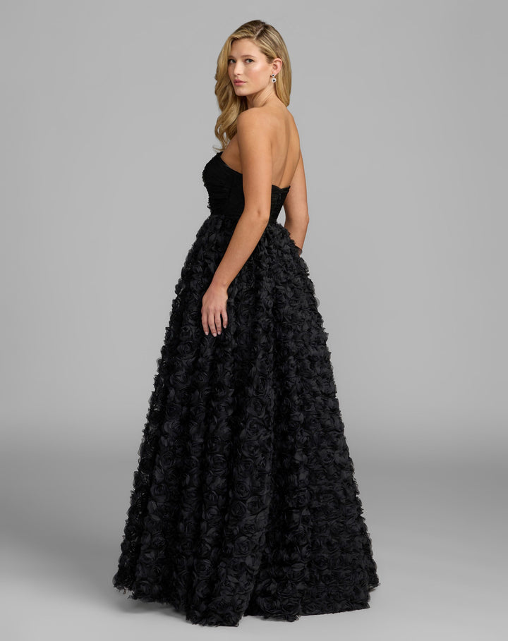 Mac Duggal 27783 Strapless 3D Rosette Ball Gown