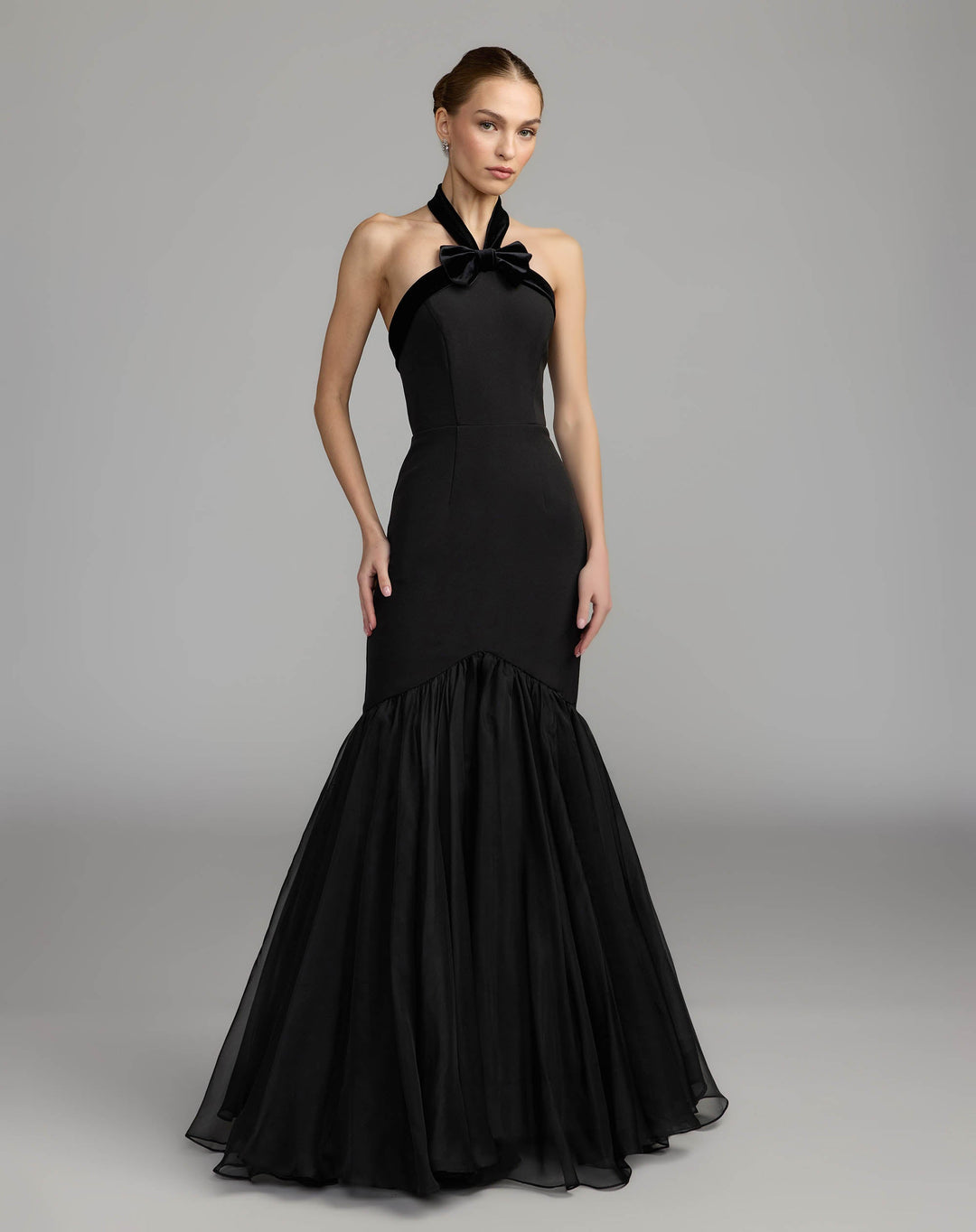 Mac Duggal 27874 Sleeveless Halter Neck Mermaid Gown With Bow