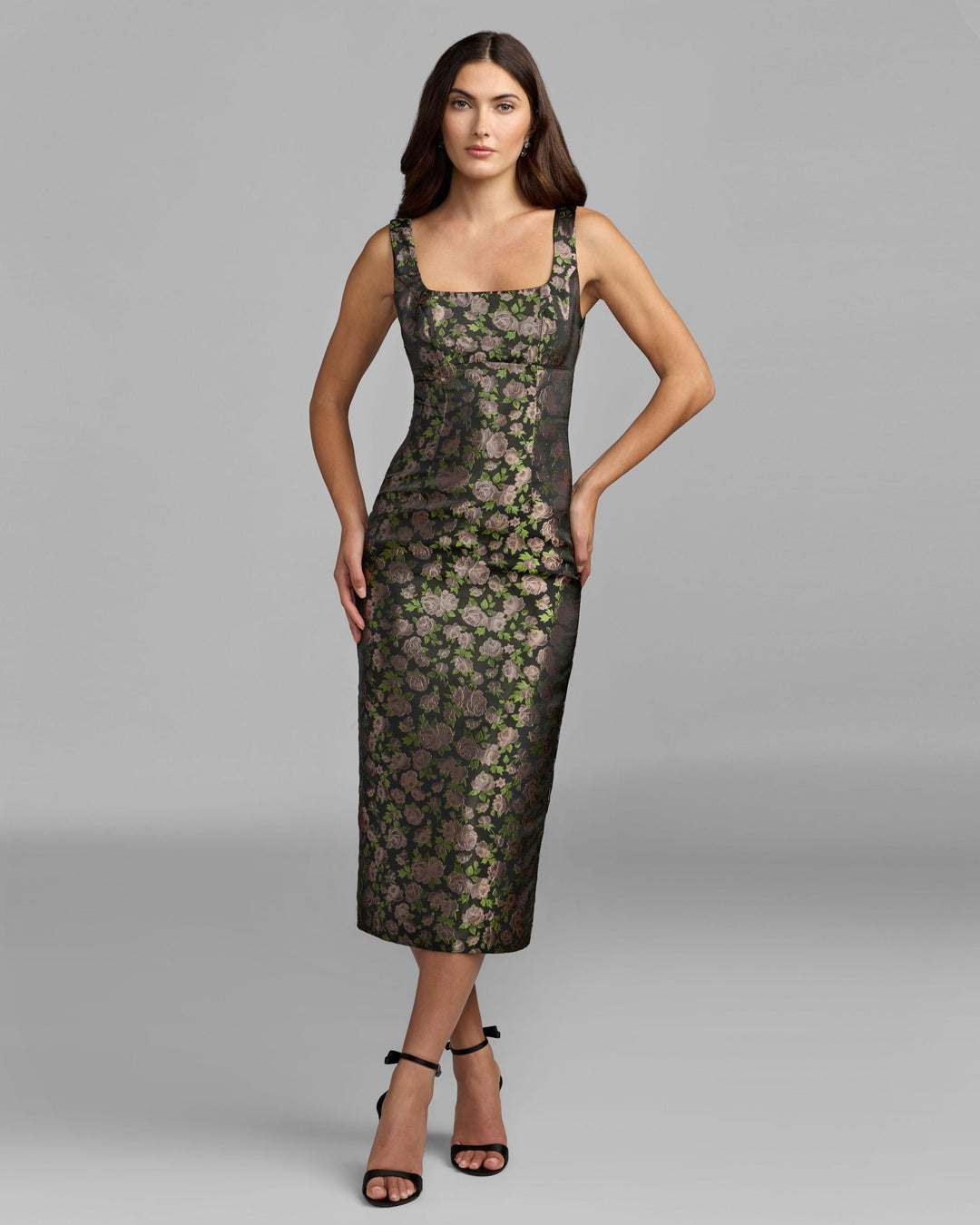 Mac Duggal 27882 Floral Brocade Midi Dress