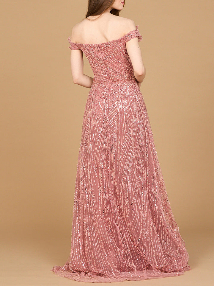 Lara 28962 off shoulder beaded ballgown, additional back view