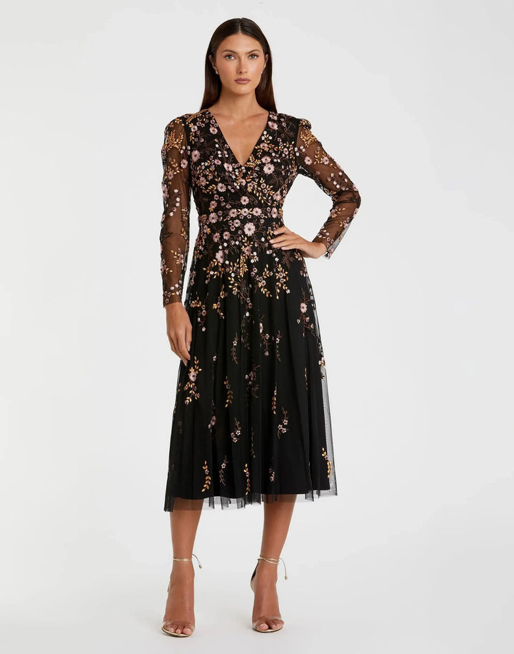 Mac Duggal 35103 Multicolor Floral Embroidered A-Line Cocktail Dress