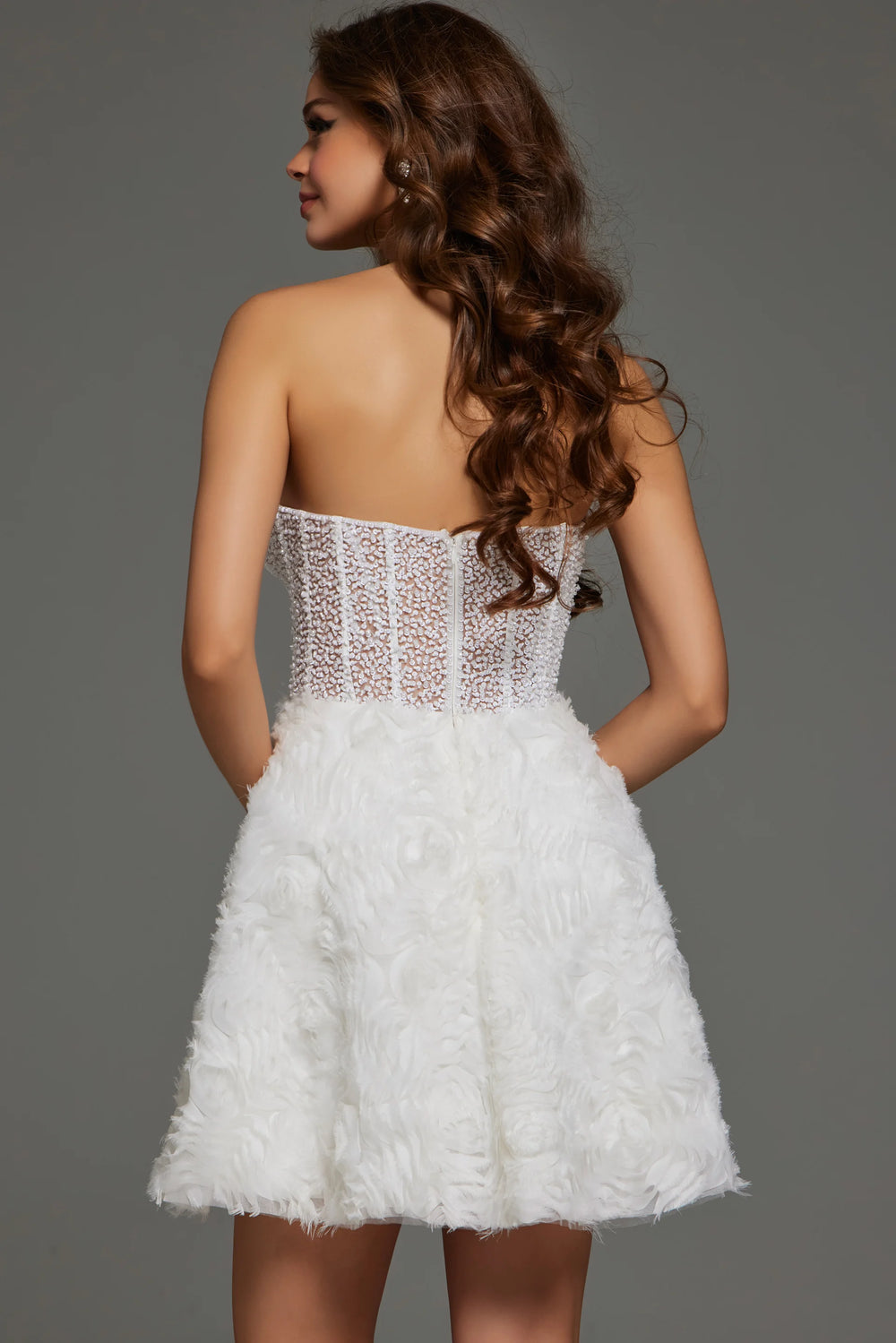 Jovani 36578 White Strapless Sweetheart Neck Short Dress - FOSTANI.com