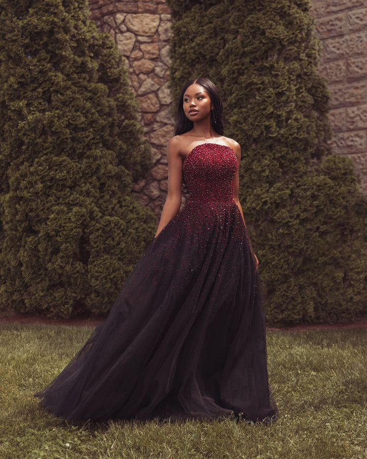 Mac Duggal 37084 Embellished Tulle Strapless Ball Gown