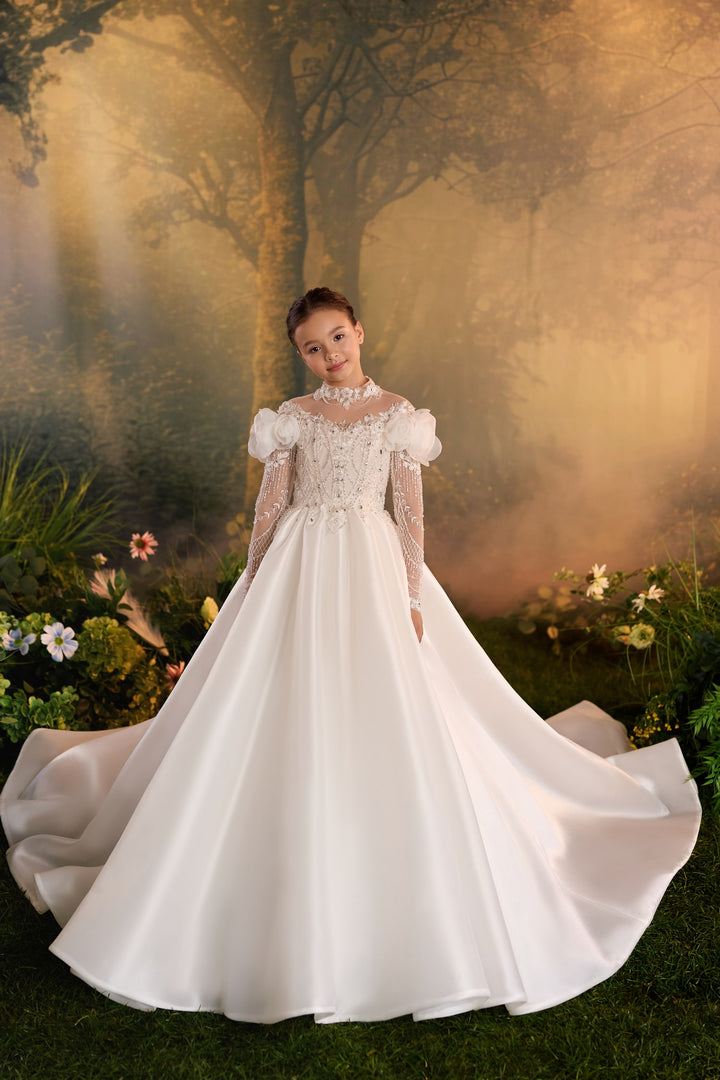 Pentelei 3922 Jeweled Lattice Rosette Kids Ball Gown