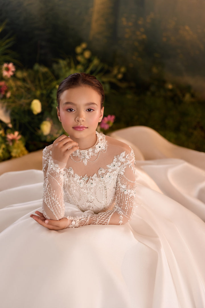 Pentelei 3922 Jeweled Lattice Rosette Kids Ball Gown