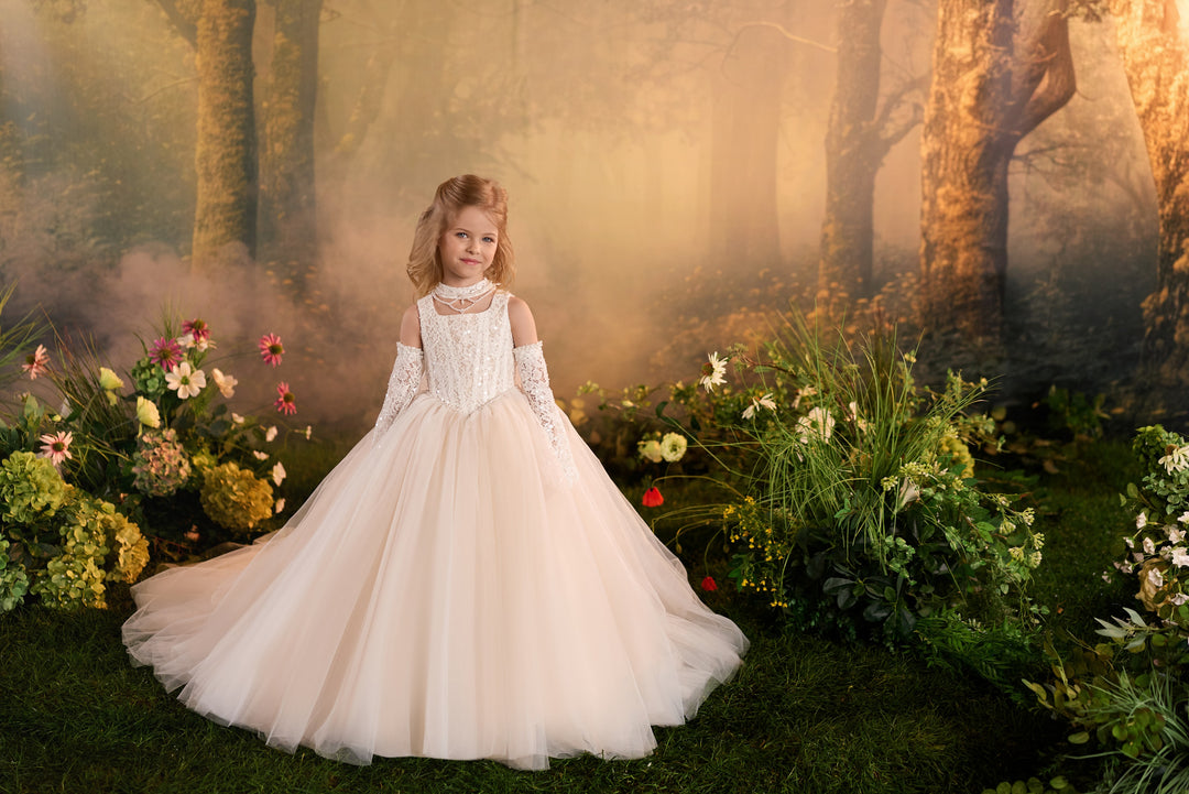 Pentelei 3934 Lace Bodice Tulle Ball Gown Kids Dress