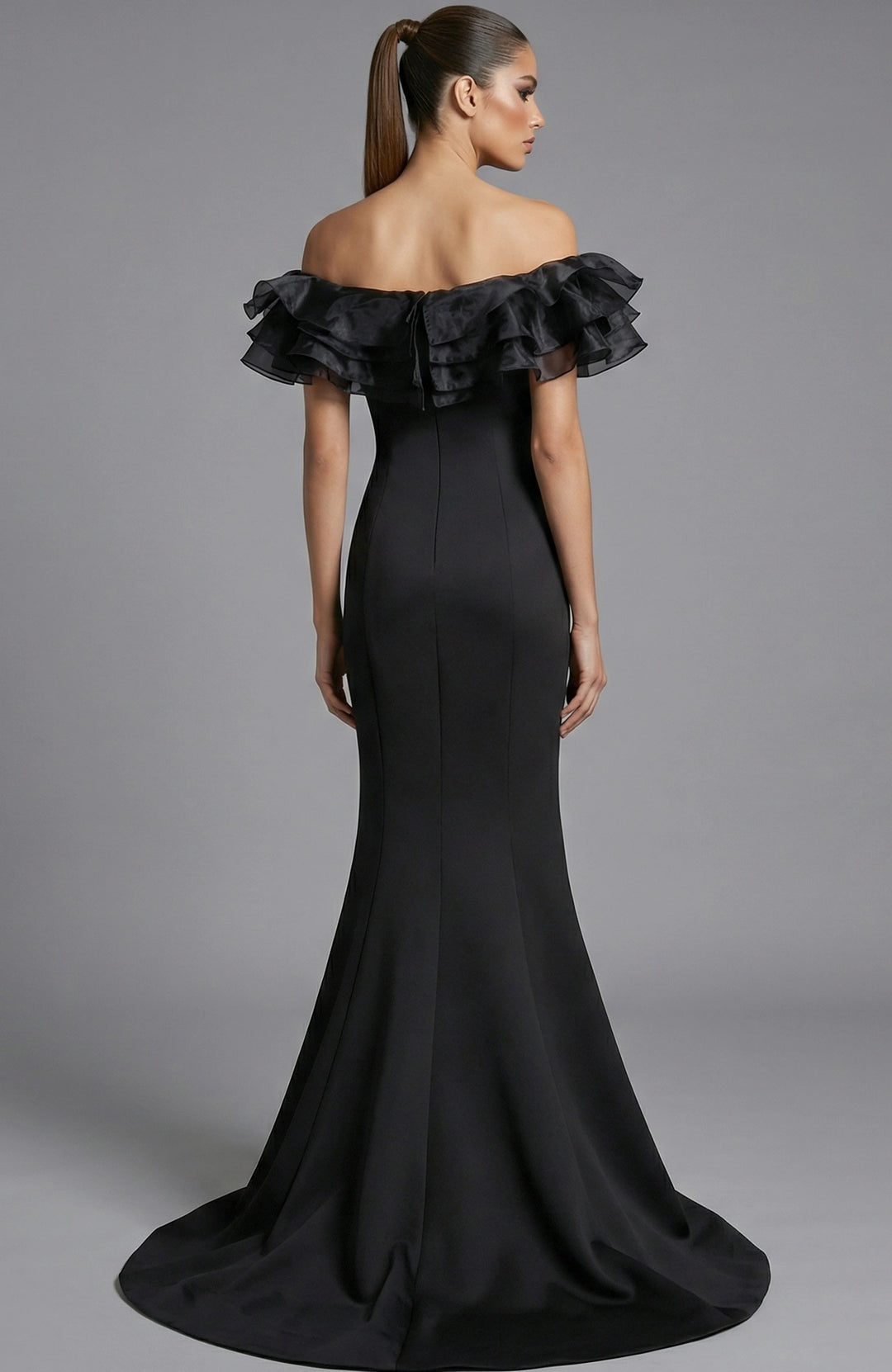Jovani 43001 Off Shoulder Ruffled Bodice Gown With Fitted Skirt