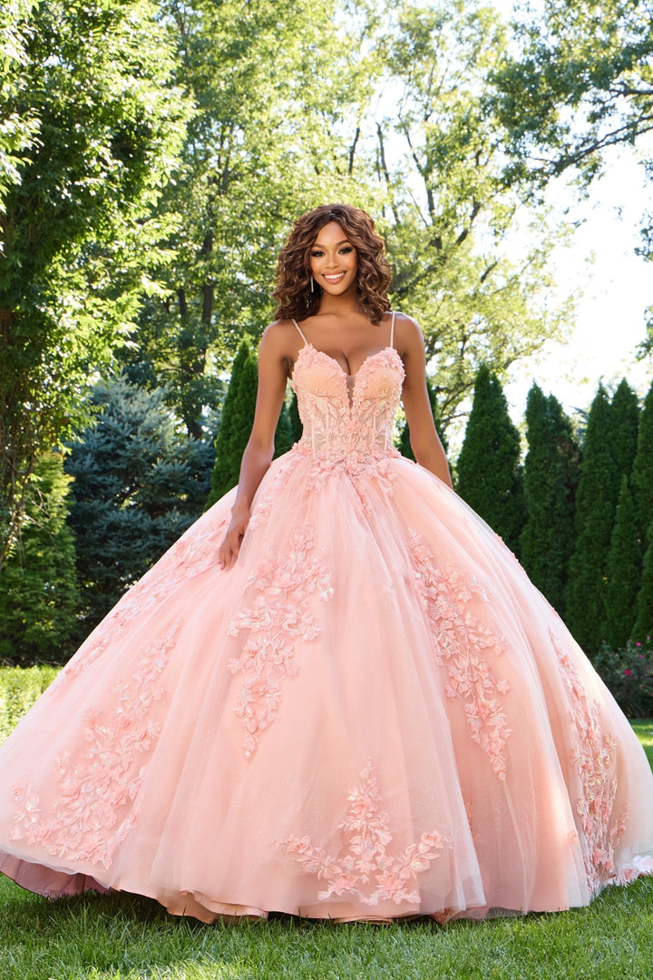 Jovani Q43431 Floral Embellished Off-the-Shoulder Quinceañera Gown