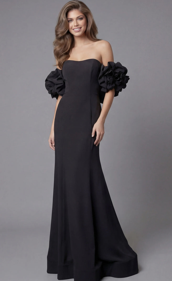 Jovani 45653 Off Shoulder Mermaid Black Gown