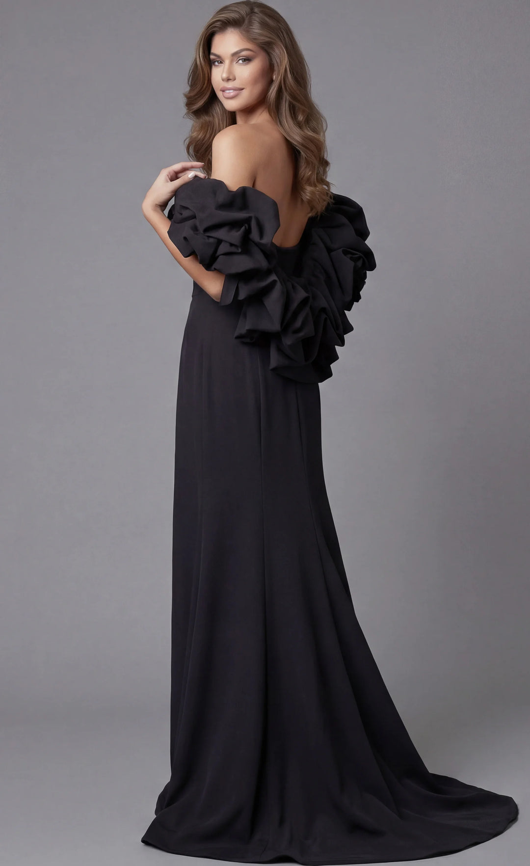 Jovani 45653 Off Shoulder Mermaid Black Gown