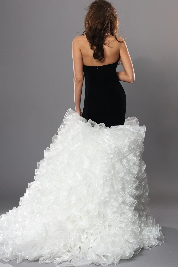 Jovani 45670 Strapless Mermaid Gown with Ruffle Skirt