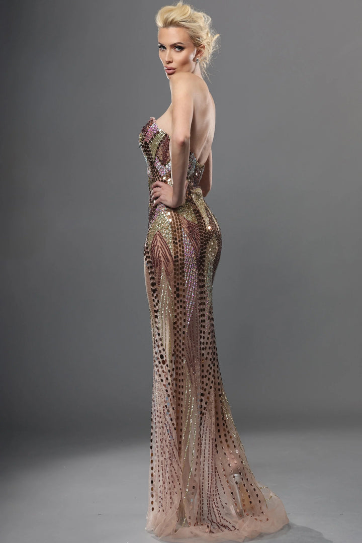 Jovani 49201 Plunging V-Neck Sleeveless Fitted Sheath Dress