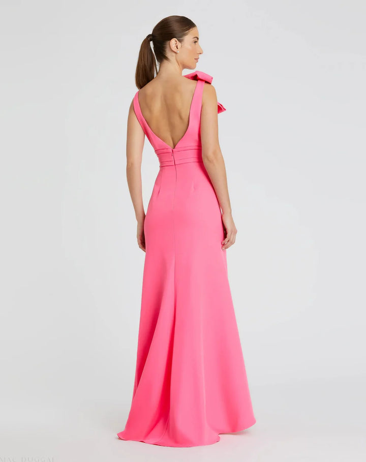 Mac Duggal 49454 Black Sleeveless V Neck Bow Detail Mermaid Gown