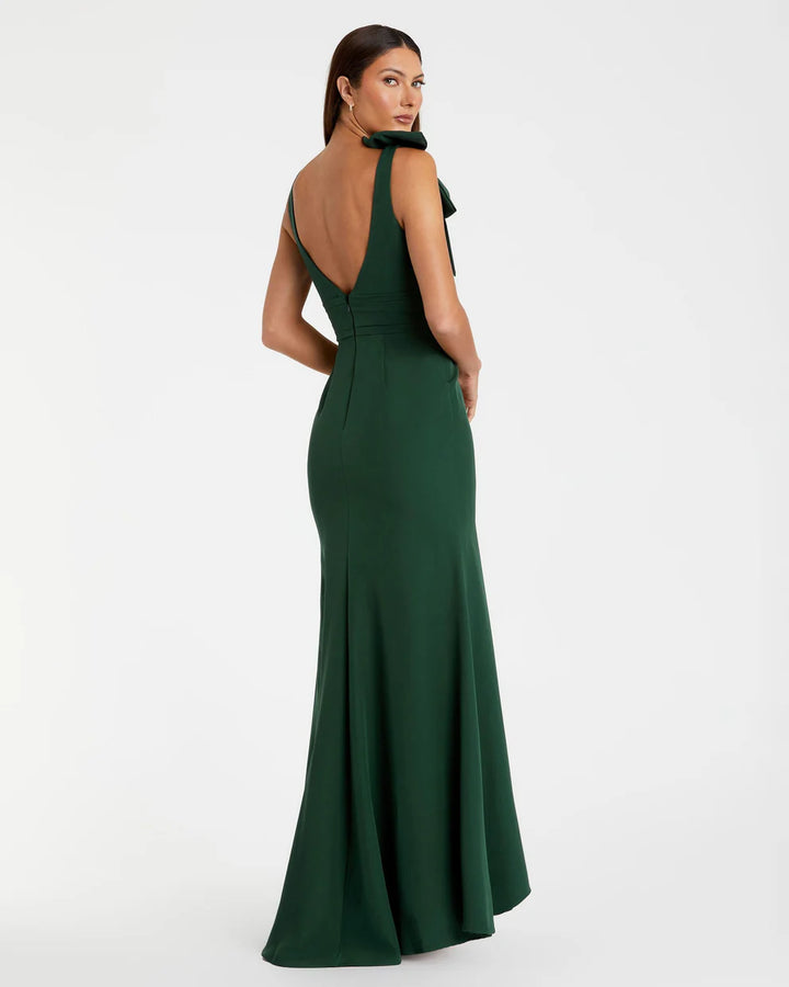 Mac Duggal 49454 Black Sleeveless V Neck Bow Detail Mermaid Gown
