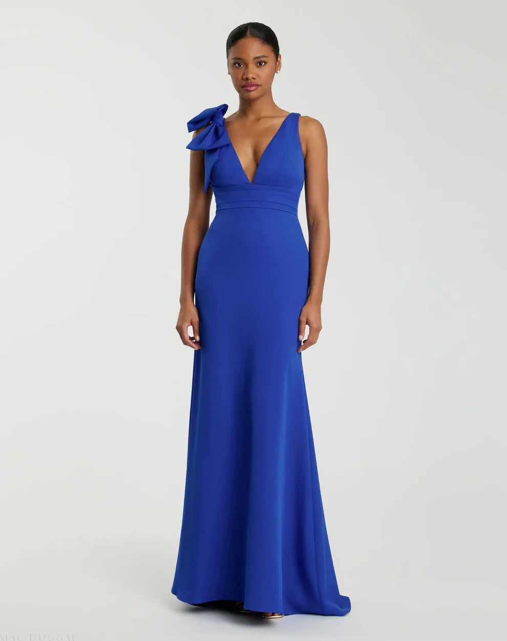 Mac Duggal 49454 Black Sleeveless V Neck Bow Detail Mermaid Gown