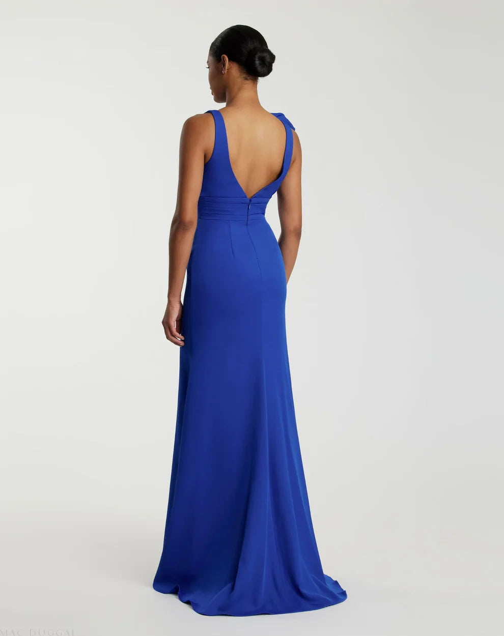 Mac Duggal 49454 Black Sleeveless V Neck Bow Detail Mermaid Gown