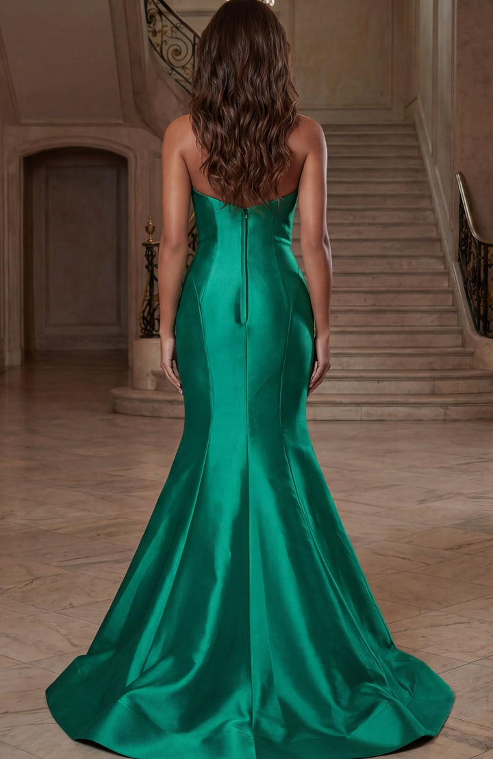 Jovani 49492 draped trumpet gown, closed back