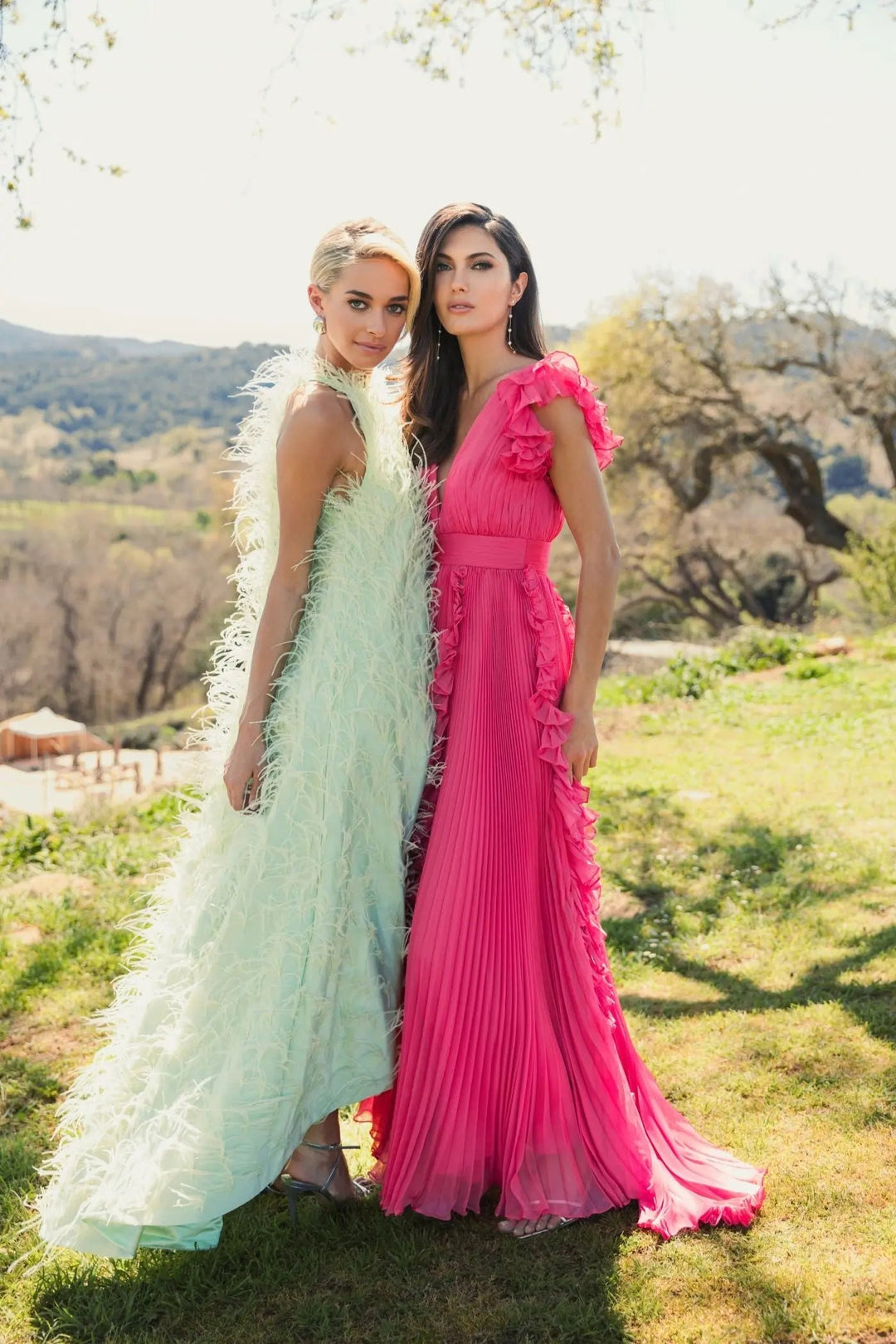Mac Duggal 49539 Pleated Ruffle Cap Sleeve Flowy A Line Gown