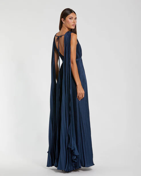 Mac Duggal 49716 Pleated Cape Back Gown