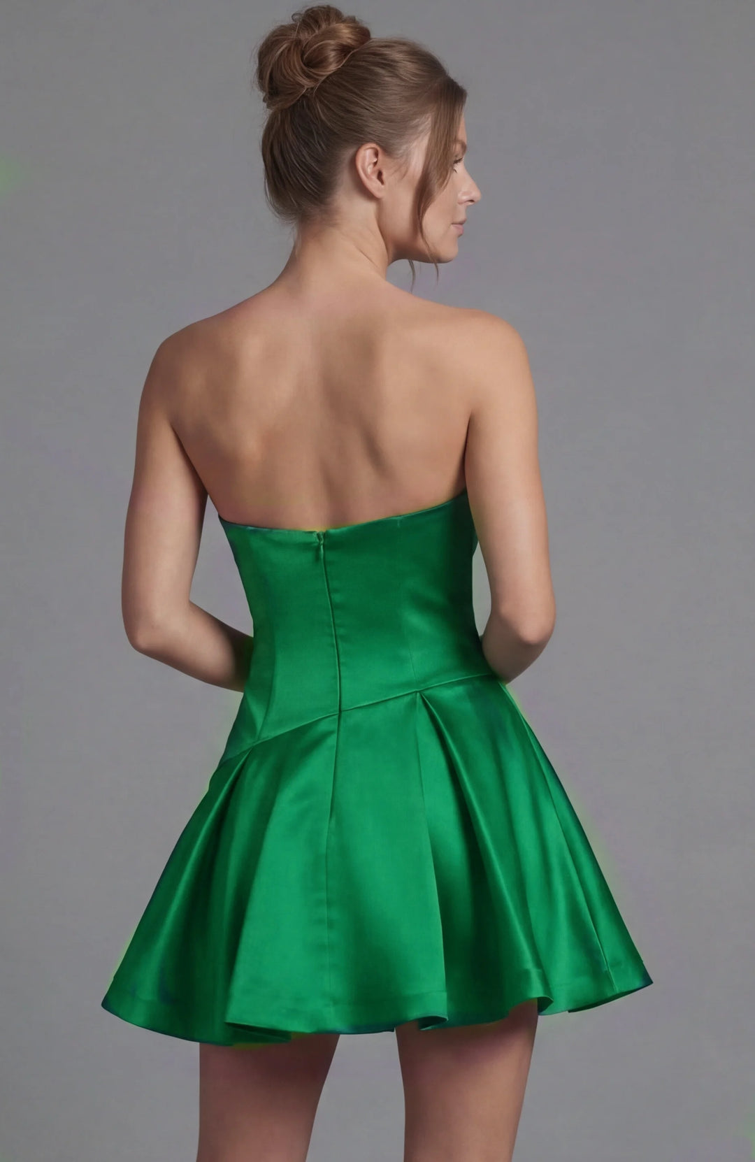 Jovani 49909 Strapless Satin Mini Dress with Oversized Side Bow - FOSTANI.com
