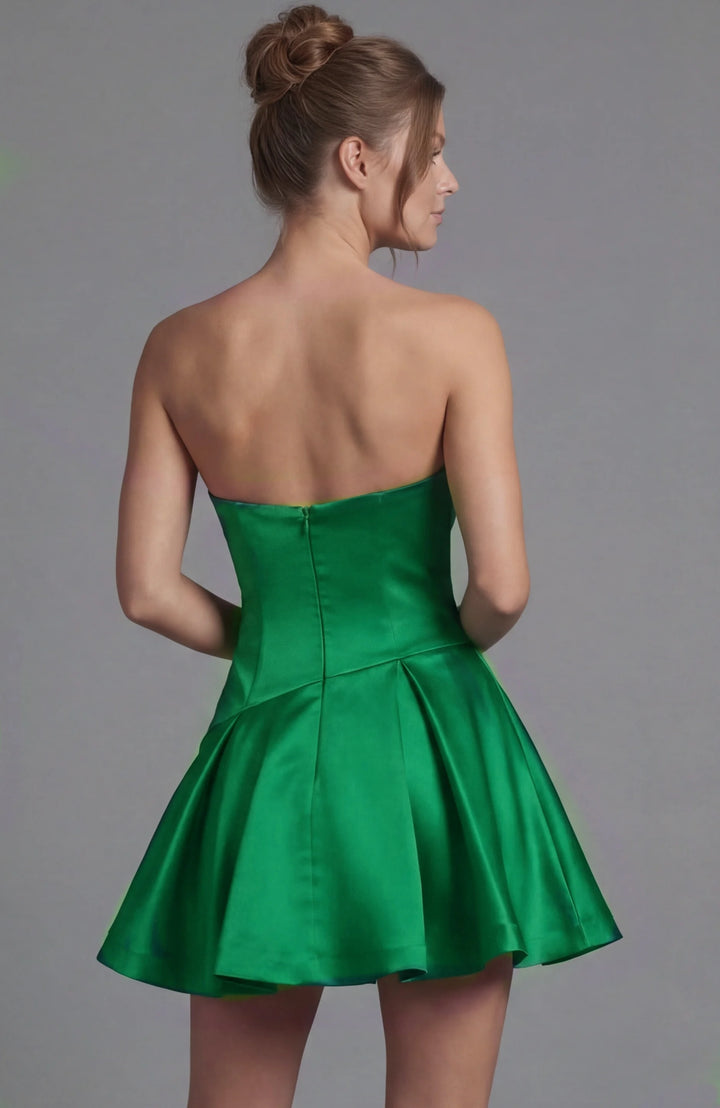 Jovani 49909 Strapless Satin Mini Dress with Oversized Side Bow - FOSTANI.com