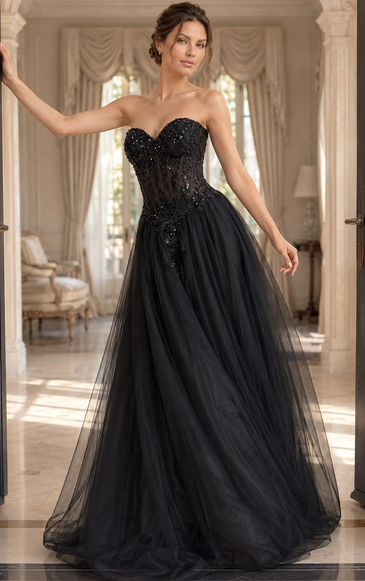 Jovani 50011 sweetheart beaded corset ball gown front view