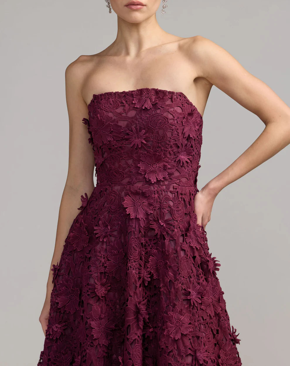 Mac Duggal 50118 Strapless Floral Embroidered Lace A-Line Dress
