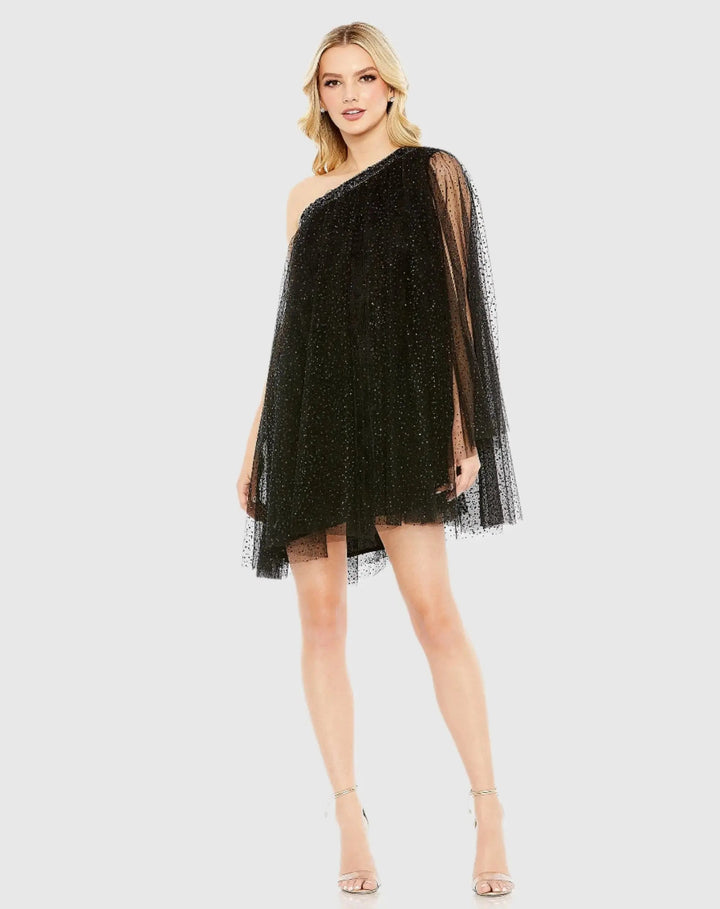 Mac Duggal 50689 One Shoulder Embellished Tulle Mini Dress