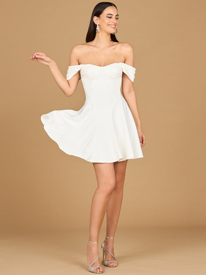 Lara 51206 Off Shoulder, A-line Bridal Short Dress - FOSTANI.com