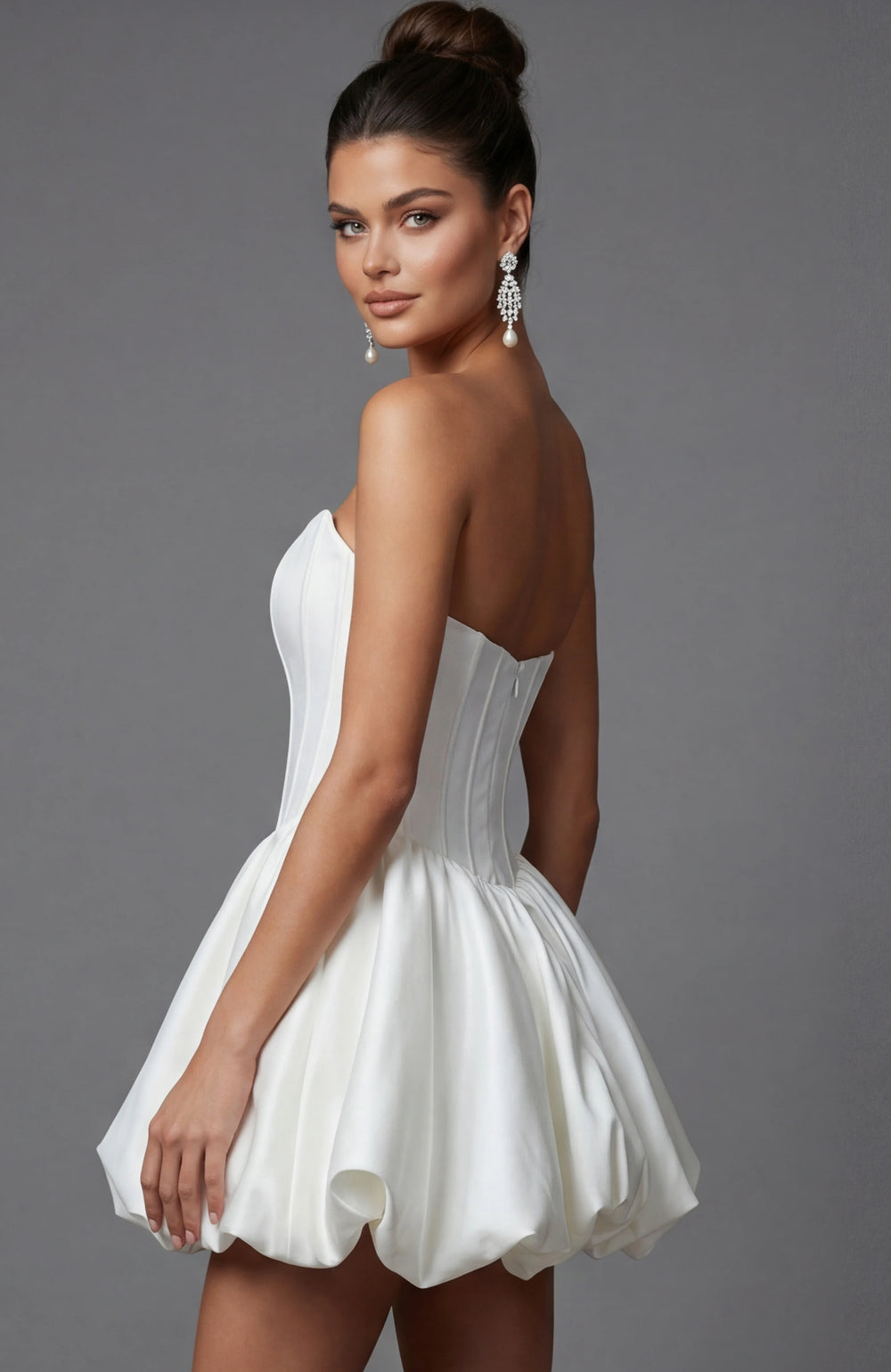 Jovani 51573 Strapless Corset Bodice Bubble Hem Dress - FOSTANI.com