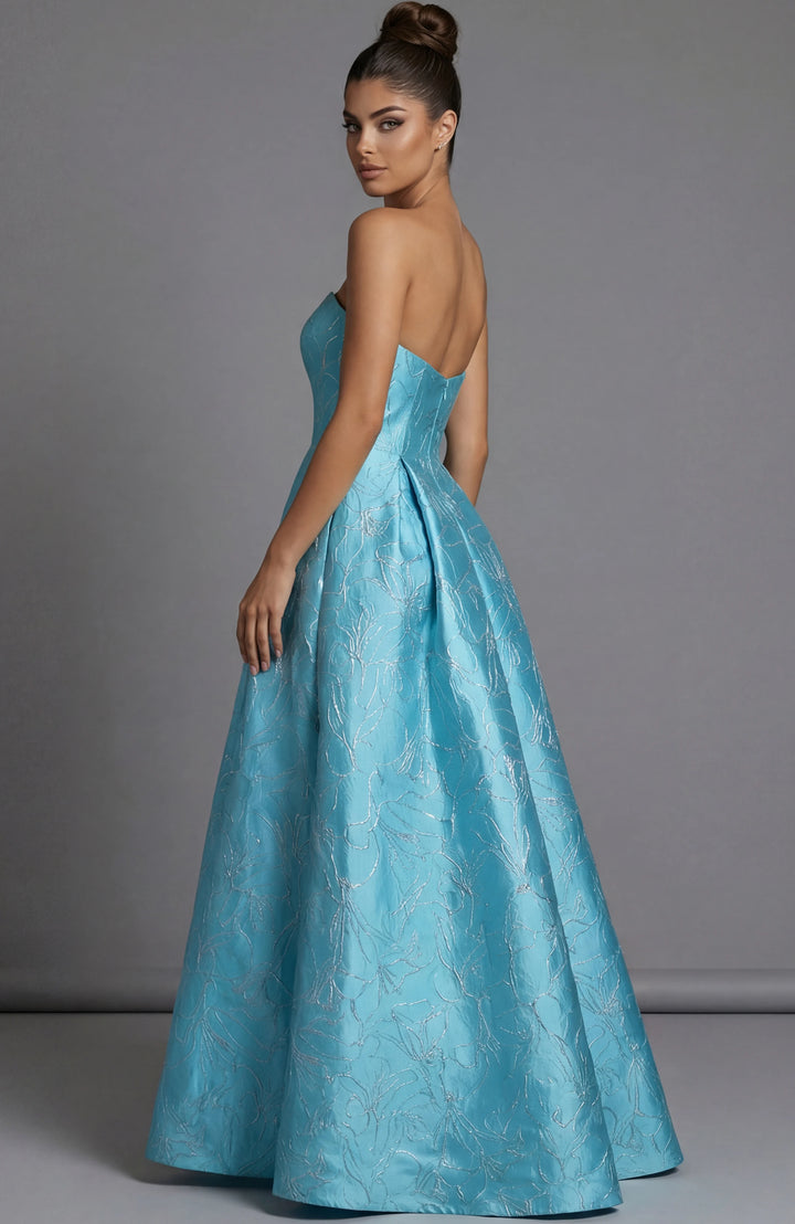 Jovani 51693 Strapless Brocade Corset Mini Dress With Full Skirt - FOSTANI.com