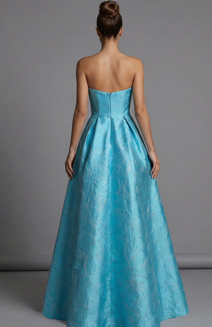 Jovani 51693 Strapless Brocade Corset Mini Dress With Full Skirt - FOSTANI.com