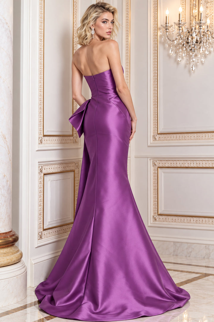 Jovani 52374 Strapless Oversized Bow Trumpet Gown with Cascading Sash back view