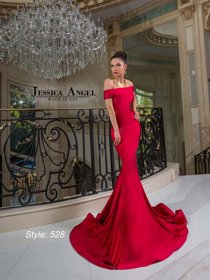 Jessica Angel 528 off shoulder evening gown alternate back view