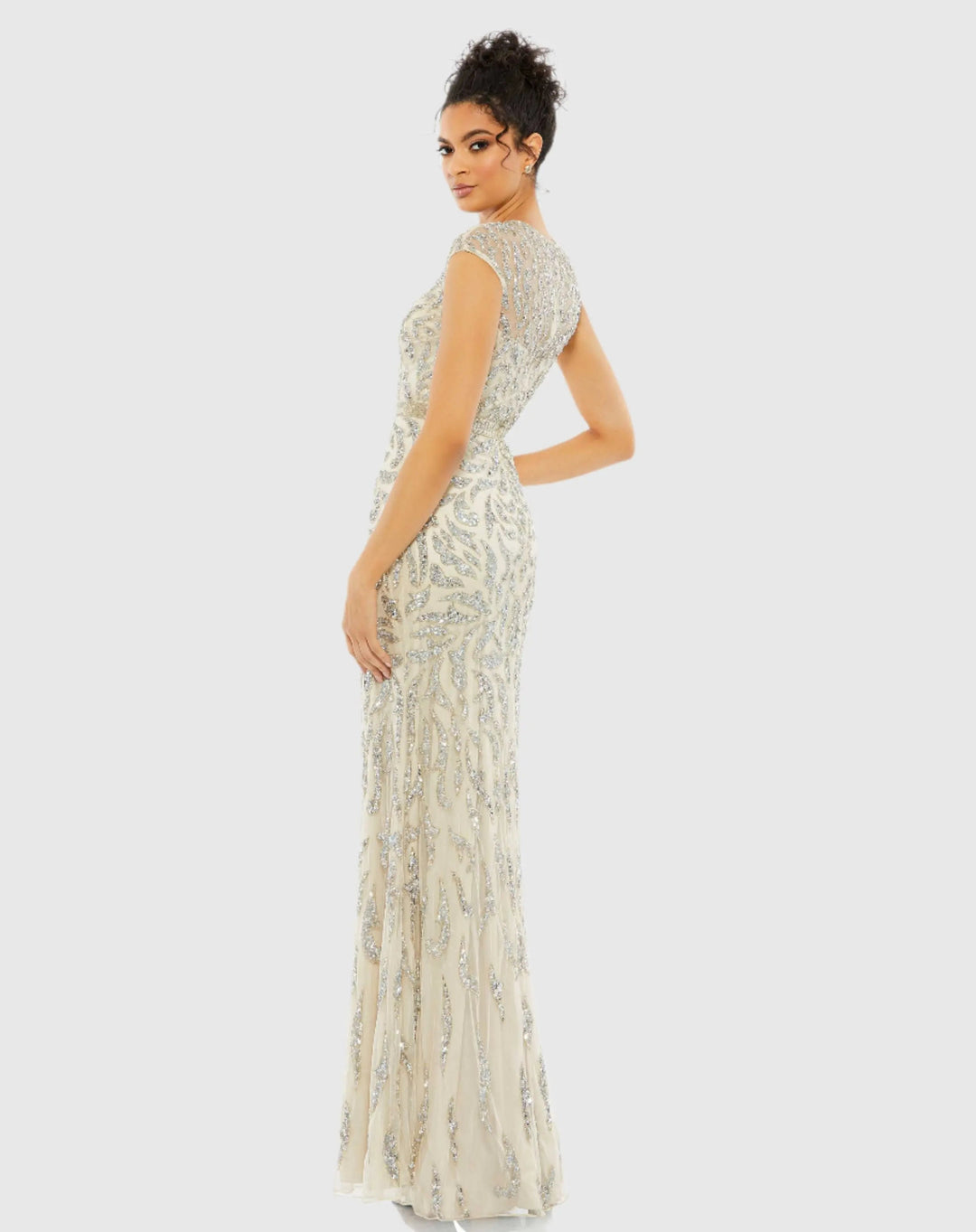 Mac Duggal 5532 Embellished High Neck Cap Sleeve Gown