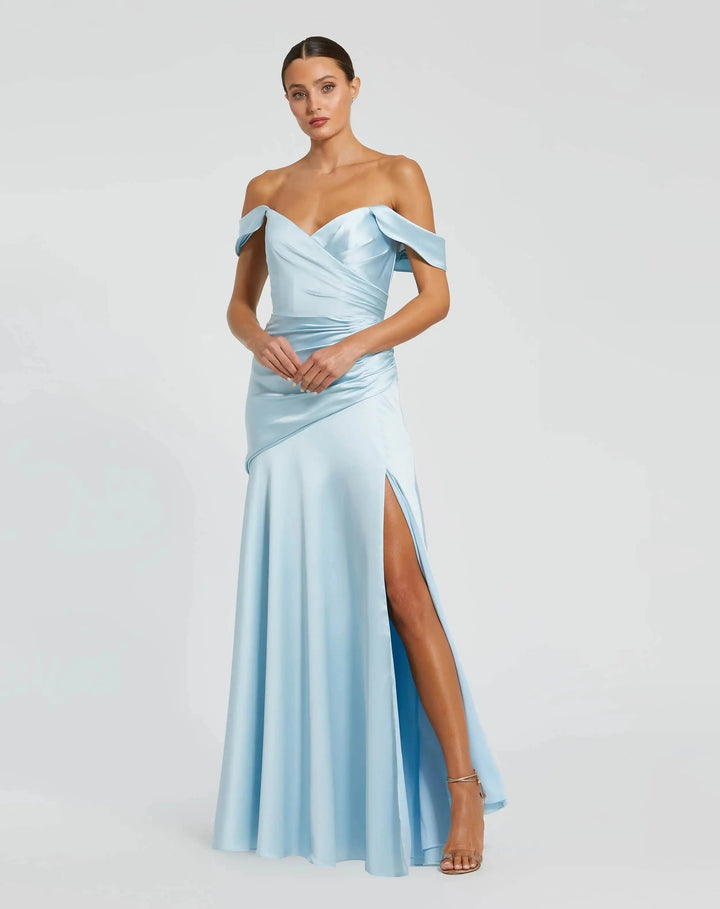 Mac Duggal 56037 Satin Off The Shoulder Crossover Gown