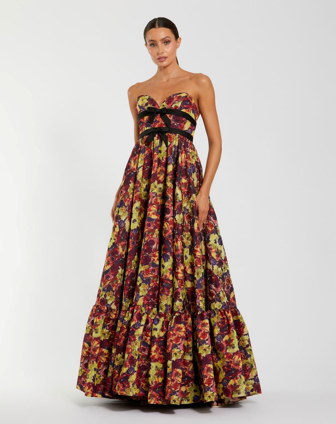 Mac Duggal 56166 Multicolor Sleeveless Brocade A-Line Gown