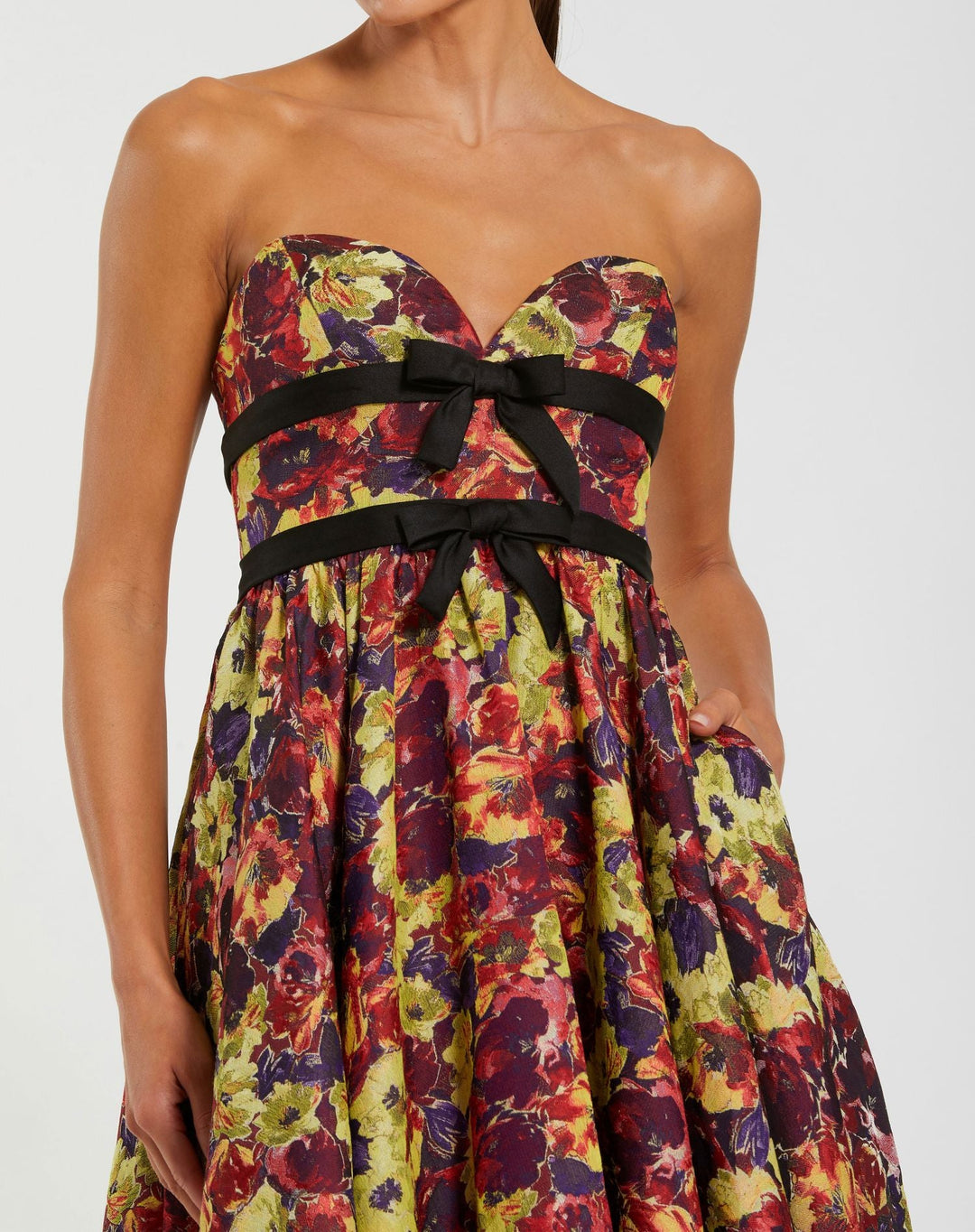 Mac Duggal 56166 Multicolor Sleeveless Brocade A-Line Gown