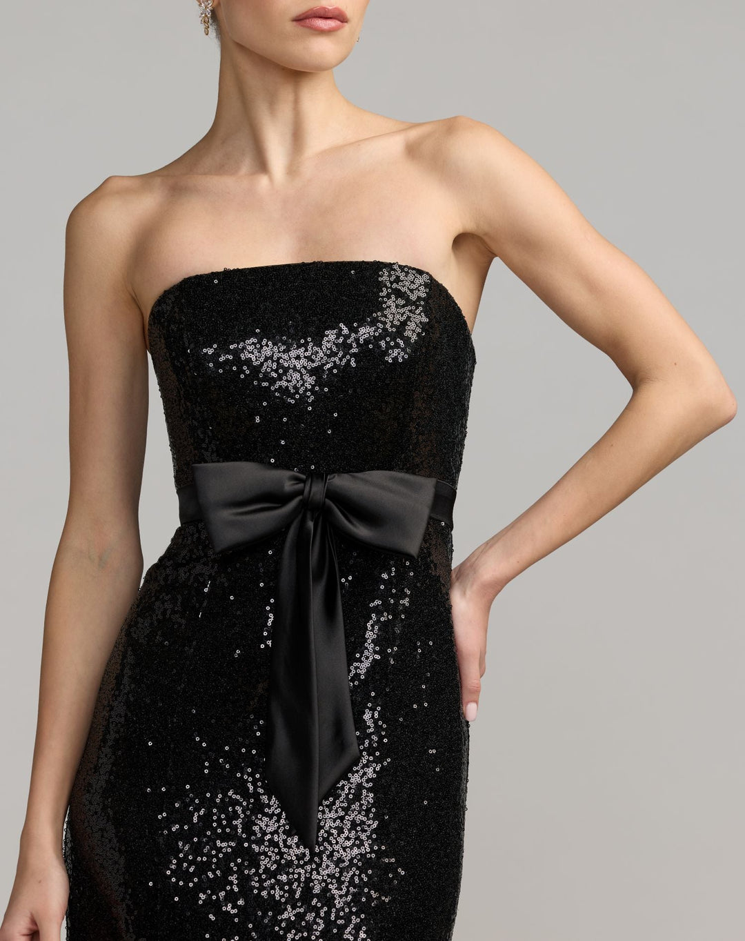 Mac Duggal 56288 Strapless Sequin Trumpet Gown With Bow Detail