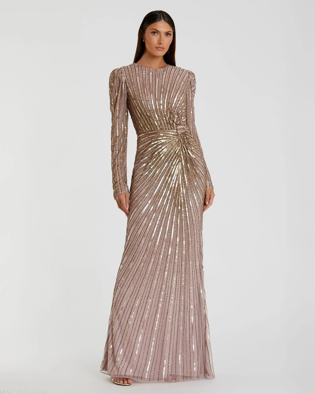 Mac Duggal 5641 Embellished Puff Sleeve Side Knot Gown