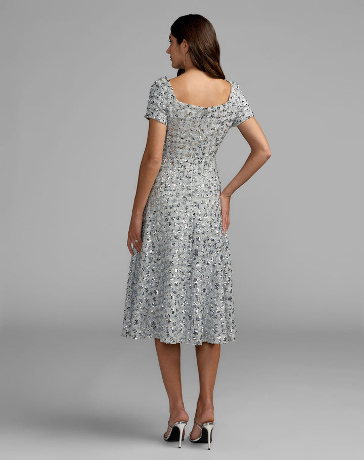 Mac Duggal 56451 Sequin Button Up Boucle Midi Dress