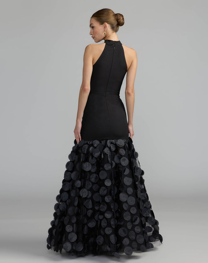 Mac Duggal 56462 Halter Neck 3D Floral Hem Gown