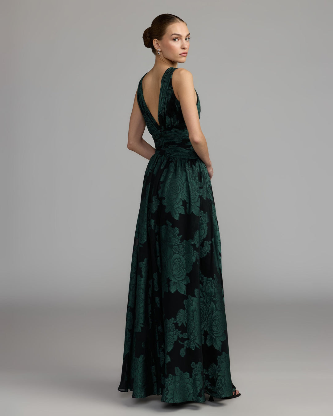 Mac Duggal 56487 Floral Sleeveless Plunge Neck Gown