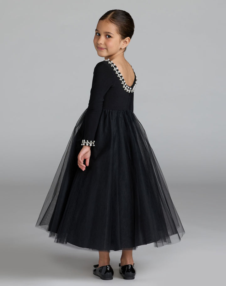 Mac Duggal 56541 Girls Long Sleeve Embellished A-Line Dress