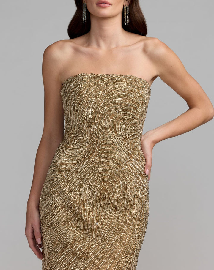 Mac Duggal 6292 Swirl Embellished Strapless Column Gown