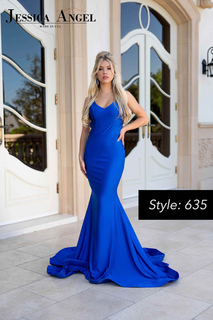 Jessica Angel 635 mermaid prom dress front view