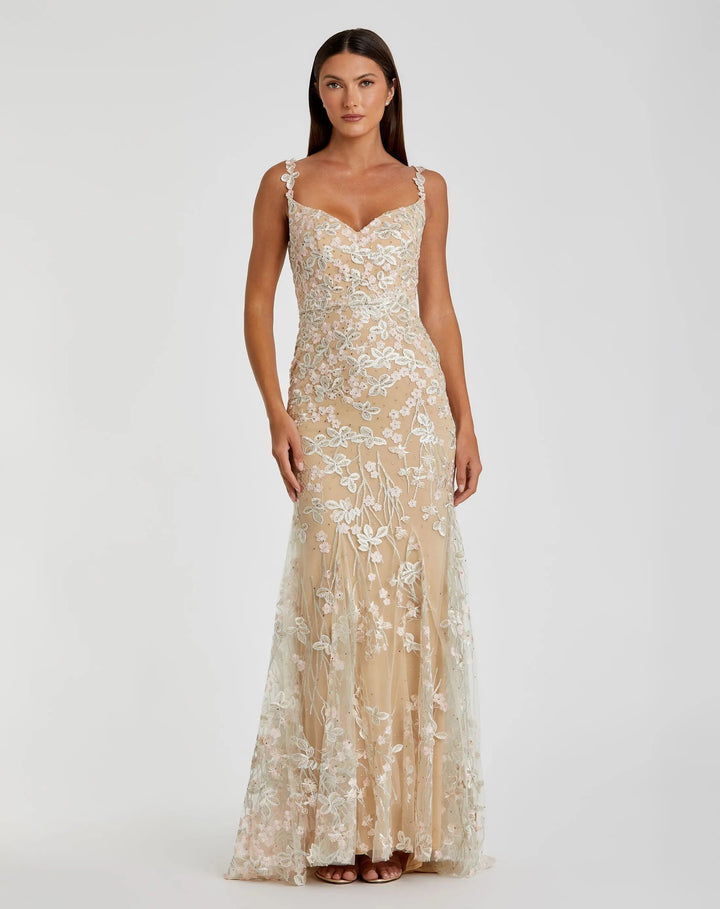 Mac Duggal 67492 Floral Embroidered Tulle Trumpet Gown