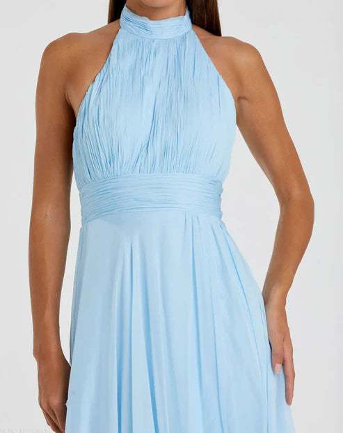Mac Duggal 67816 High Neck Tiered Chiffon Halter Gown